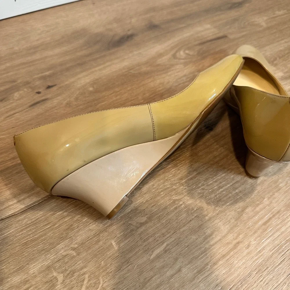 Cole Haan Wedge Pump Womens 7.5 Multi Nude Patent Leather Grand Signature Office